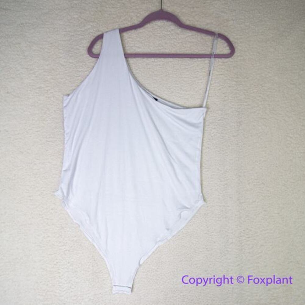 New! Eloquii One Shoulder Bodysuit in white, women plus size 14/16